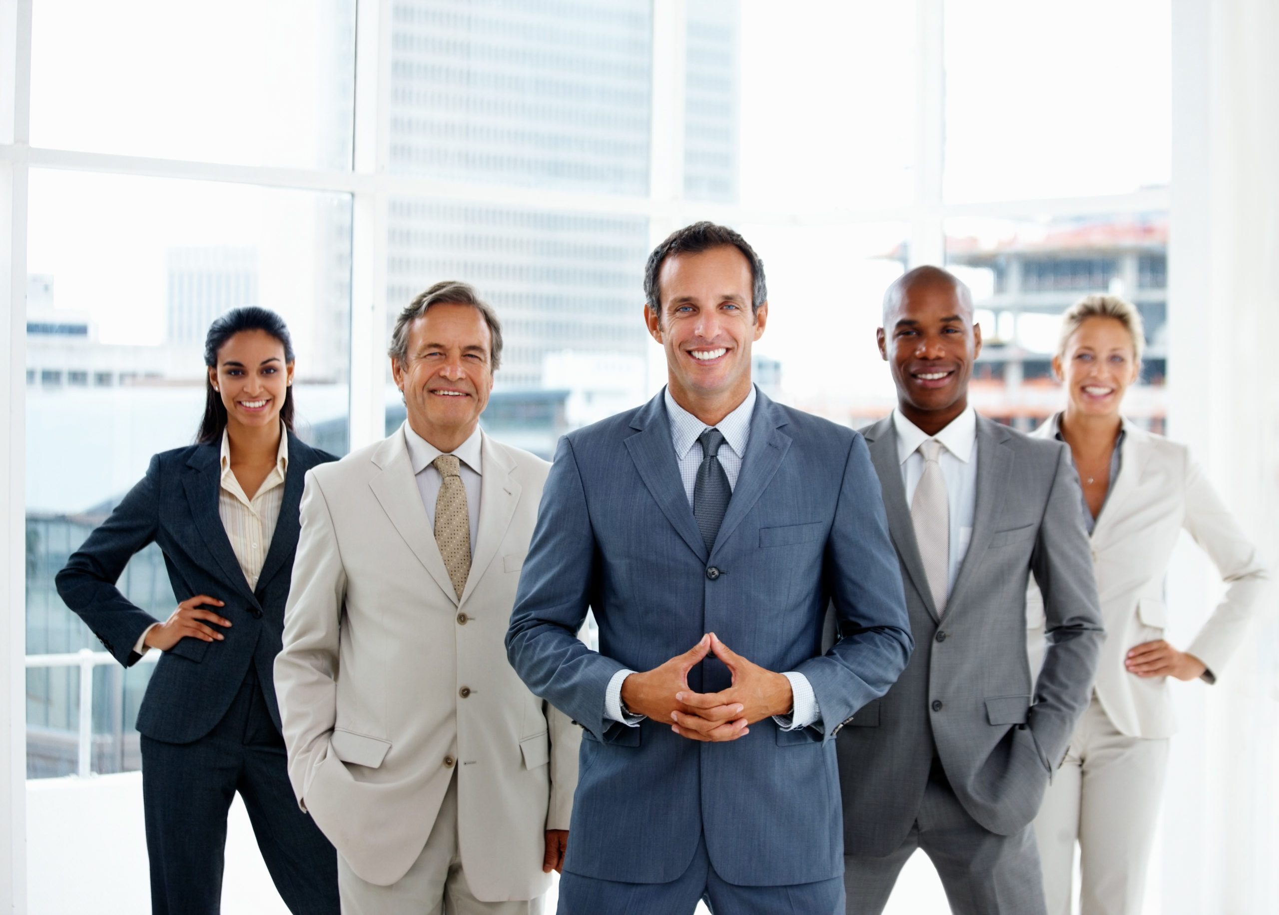 Diverse and happy business colleagues